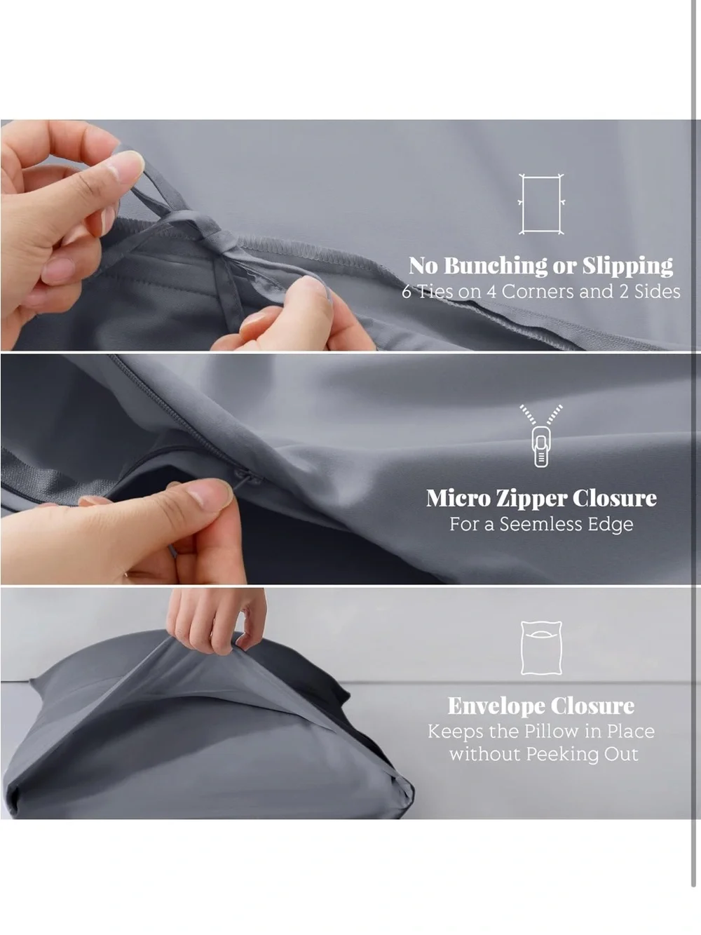 NEW Hot Sleeper Sheets Tencel Duvet Cover Set, Twin/TwinXL Size - Dark Grey